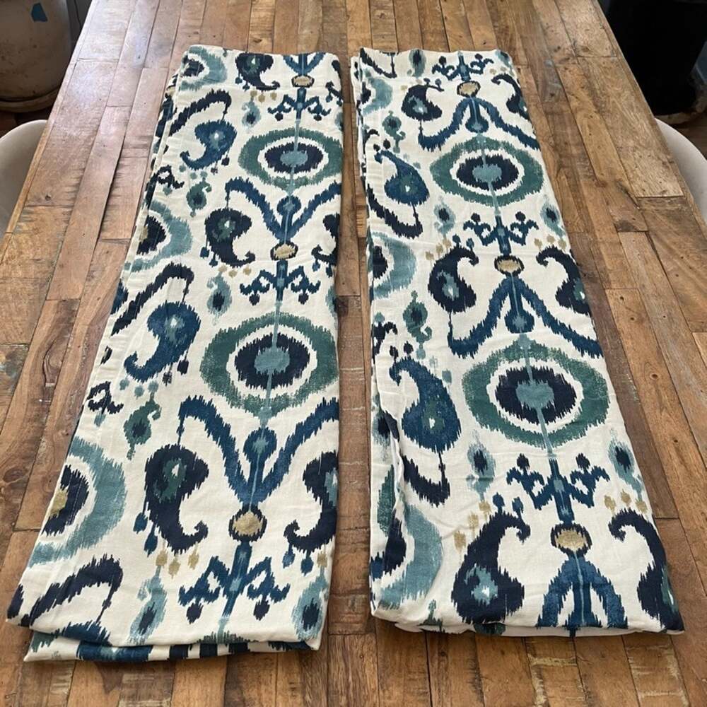 World Market Indigo Ikat Curtain Panels Pair Multi Color 48x84